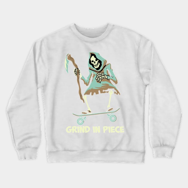 Grind In Piece Crewneck Sweatshirt by OldSchoolRetro